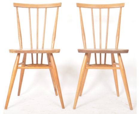 Lucian Ercolani - Ercol - 608 - All Purpose Chair - A pair of retro vintage mid 20th Century beech and elm stick back side / 