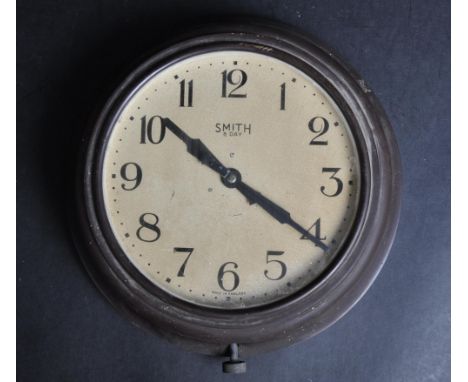 Smiths Sectric - A retro vintage 20th Century English design Smiths industrial factory / station type circular wall clock of 