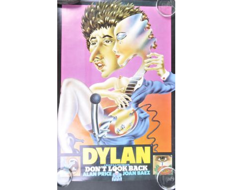 Bob Dylan - Don't Look Back - A vintage 1970s full colour art music / film poster featuring Dylan, Alan Price and Joan Baez. 