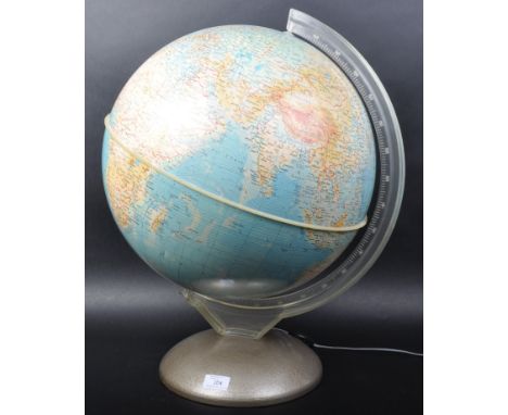 The Illumina Globe - Proloisirs - A large retro 20th Century Italian&nbsp;terrestrial lamp light globe. Raised on enamel pain