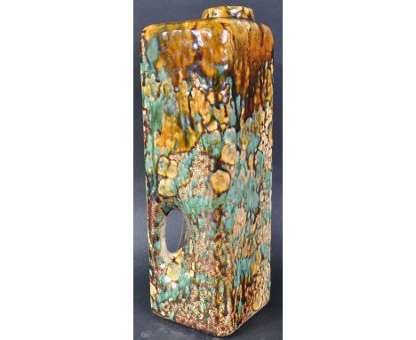 Marei Keramik - Chimney Vase 2006 - A retro mid 20th Century West German pottery vase having a mottled glazed finish in earth