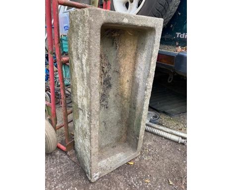 A large 20th Century stone trough / garden planter of rectangular form. In well weathered condition. Measures approx; 27cm x 