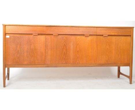 Nathan Furniture - Caspian range - A retro vintage 1960's teak wood sideboard credenza comprising of three drawers above a dr