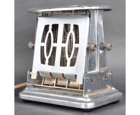 An early 20th Century Art Deco chrome toaster made by The G.E.C having a open panel top with toaster slides to each side with