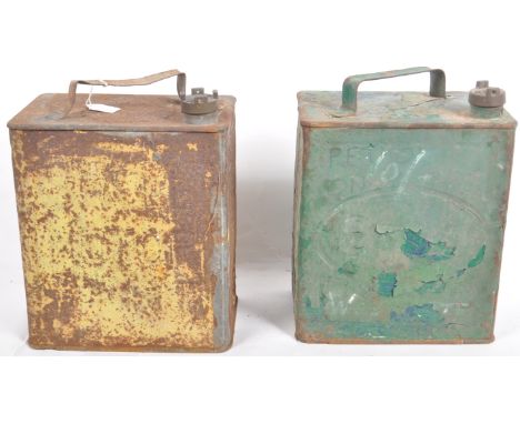 Esso / Shell - Motoring Interest - Two vintage 20th Century two gallon petrol cans with retaining their original brass caps. 