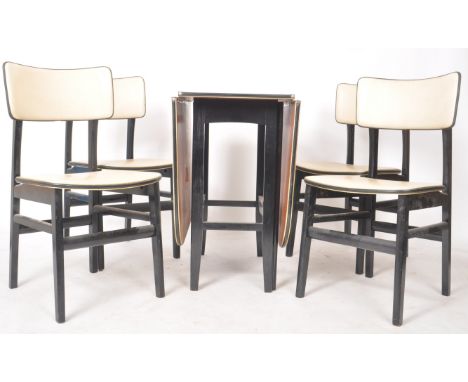 Umberto Mascagni - A retro mid Century Italian formica drop leaf dining table and four chairs. The table having a gateleg act