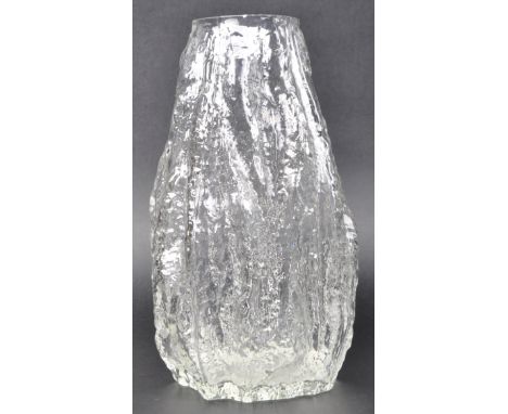 A retro mid 20th Century 1960s Italian studio art glass Glacier vase of textured clear glass form. Unmarked. Measures approx;