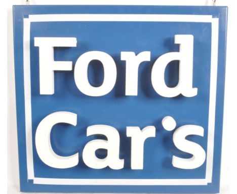 Ford Car's - A contemporary motoring point of sale showroom advertising sign having a blue finished mount with white letterin