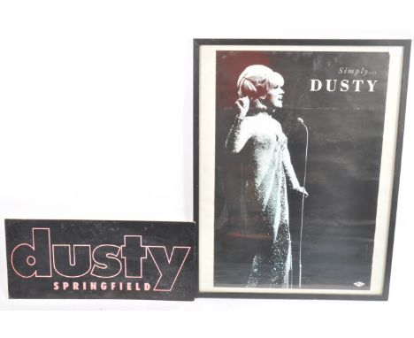 Dusty Springfield - A large 20th century framed and glaze music advertising poster featuring Springfield together with a card