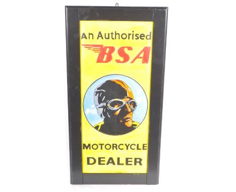 BSA - A contemporary artist's' impression of a traditional pictorial enamel advertising sign for BSA having notations in blac