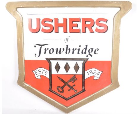 Ushers Of Trowbridge - A vintage mid 20th Century pub display / brewery enamel advertising enamel sign for Ushers. The sign o