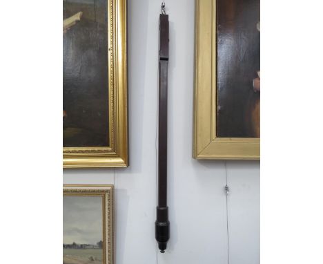 A Georgian mahogany marine stick barometer, 95cm long, 3.5cm wide, a/f