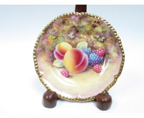 A Royal Worcester J Skerrett hand painted dish, 15cm diameter