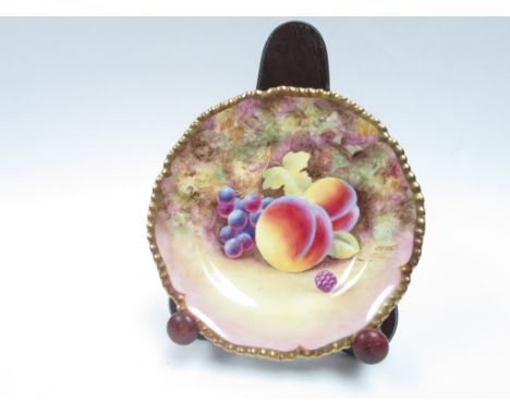 A Royal Worcester J Skerrett hand painted dish, 15cm diameter