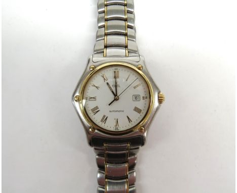 An Ebel ‘1911’ quartz movement wristwatch, 18k gold bezel, 34mm case diameter, steel bracelet