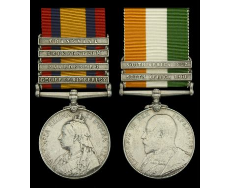 Pair: Private C. Price, Oxfordshire Light Infantry  Queen’s South Africa 1899-1902, 4 clasps, Relief of Kimberley, Paardeberg