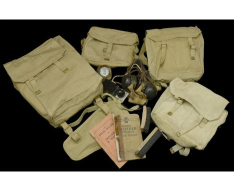 Field Packs.  A 1937 pattern webbing signals field service bag, stamped in black ink ‘Satchels Signals’, the lining stamped ‘