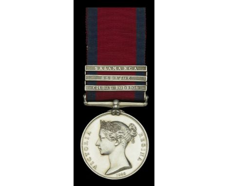 Military General Service 1793-1814, 3 clasps, Ciudad Rodrigo, Badajoz, Salamanca (Samuel Gower, Arty. Driver) nearly extremel