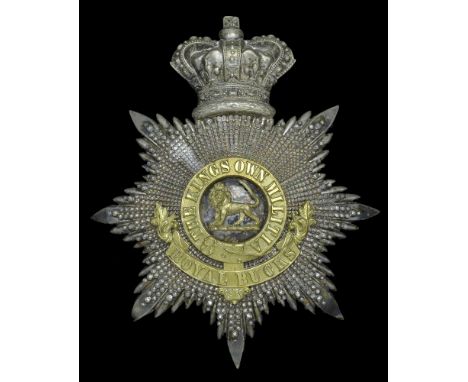 The King’s Own Royal Bucks Militia Officer’s Helmet Plate 1878-81. A fine quality example being a silver plated crowned backp