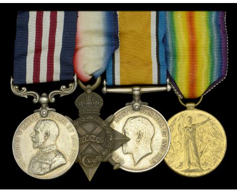 A Great War ‘Western Front’ M.M. group of four awarded to Sergeant R. Hudson, Royal Field Artillery  Military Medal, G.V.R. (