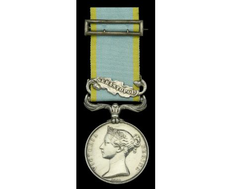 Crimea 1854-56, 1 clasp, Sebastopol (James Cross Lieut. 46th. Regt.) contemporarily engraved in upright serif capitals, with 