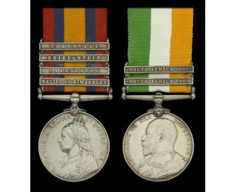 Pair: Private H. Nelms, Oxfordshire Light Infantry, who was severely wounded at Tafel Kop on 20 December 1901  Queen’s South 