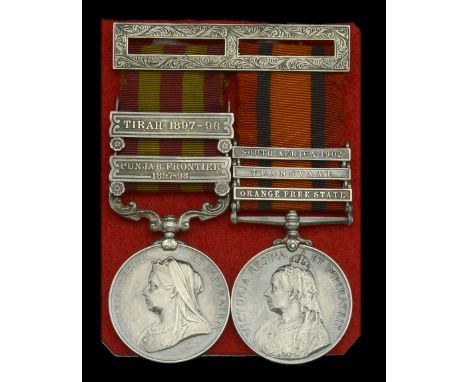 Pair: Private J. Thorne, The Queen’s Royal West Surry Regiment  India General Service 1895-1902, 2 clasps, Punjab Frontier 18