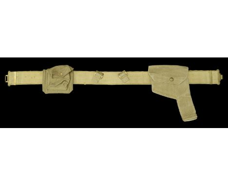 Holsters.  A 1937 pattern webbing revolver holster by M.E.C. & Co dated 1940, with war department arrow and additionally stam