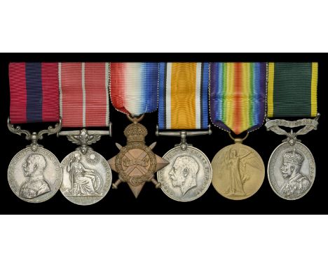 A fine Great War Gallipoli ‘Gully Ravine’ D.C.M. and inter-War B.E.M. group of six awarded to Colour-Sergeant J. M. Wood, 1st