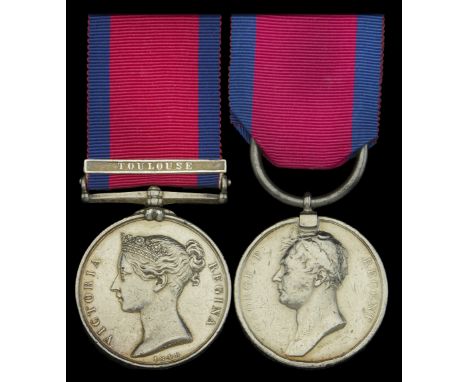 Pair: Farrier-Major Thomas Lea, Royal Horse Guards  Military General Service 1793-1814, 1 clasp, Toulouse (T. Lea, Farrier, R