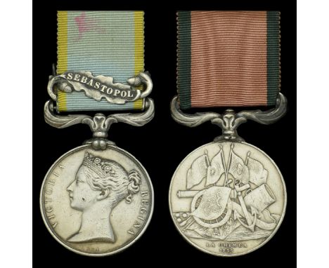 Pair: Captain R. Coote, 46th Foot  Crimea 1854-56, 1 clasp, Sebastopol (Lieut. R. Coote. 46th. Regt.) regimentally impressed 