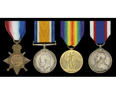 Four: Gunner F. O. O. Pearce, Royal Marine Brigade, who was a veteran of the defence of Antwerp, August 1914  1914 Star (R.M.