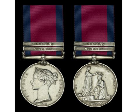 Military General Service 1793-1814, 2 clasps, Orthes, Toulouse (George Hambleton, 7th Light Dragoons.) edge bruising and cont