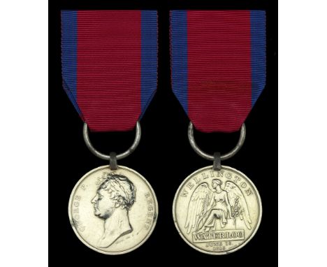 Waterloo 1815 (Serl. Wm. Brittain, 28th Regiment Foot.) fitted with fitted with steel clip and ring suspension, light traces 