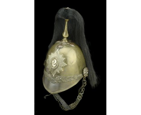 2nd Dragoon Guards (Queen’s Bays) Other Ranks 1871 Pattern Helmet. A fine quality example, the all brass skull with frontal p