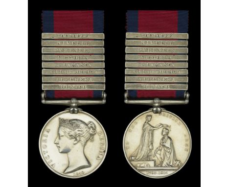 Military General Service 1793-1814, 8 clasps, Busaco, Albuhera, Ciudad Rodrigo, Salamanca, Vittoria, Pyrenees, Nivelle, Toulo