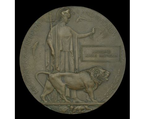 Memorial Plaque (Archibald Angus Matheson) very fine £50-£70  ---  Archibald Angus Matheson served as a Sergeant with Lovat’s