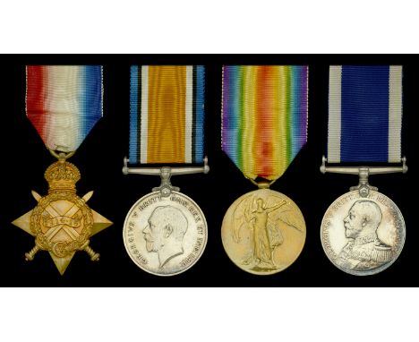 Four: Colour Sergeant G. T. Norman, Royal Marine Light Infantry, who was discharged dead on 18 August 1928  1914-15 Star (Po.