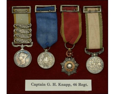 The individually mounted group of four miniature dress medals attributed to Captain G. H. Knapp, 46th Foot  Crimea 1854-56, 4