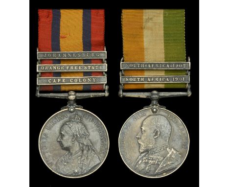 Pair: Private P. Newport, 1st Battalion, Oxfordshire Light Infantry  Queen’s South Africa 1899-1902, 3 clasps, Cape Colony, O