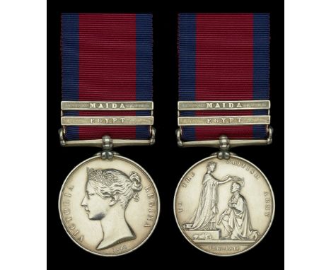 Military General Service 1793-1814, 2 clasps, Egypt, Maida (John Haywood, 27th Foot.) light contact marks, otherwise good ver