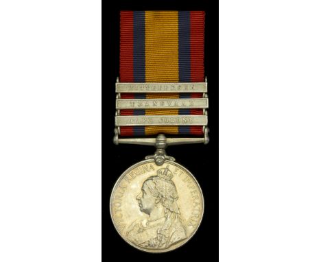 Queen’s South Africa 1899-1902, 3 clasps, Cape Colony, Transvaal, Wittebergen (1793 Pte S. Cowles. Worcester: Regt) nearly ex