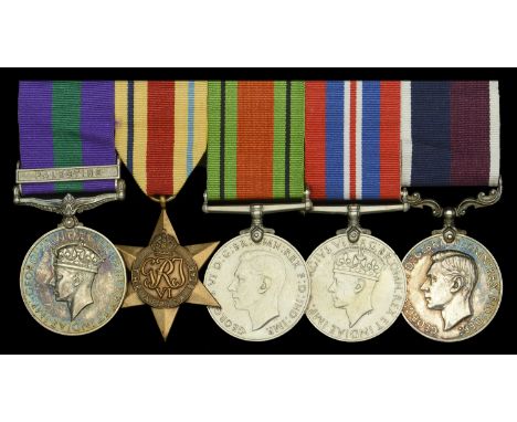Five: Flight Sergeant H. J. Smith, Royal Air Force  General Service 1918-62, 1 clasp, Palestine (518413. Cpl. H. J. Smith. R.