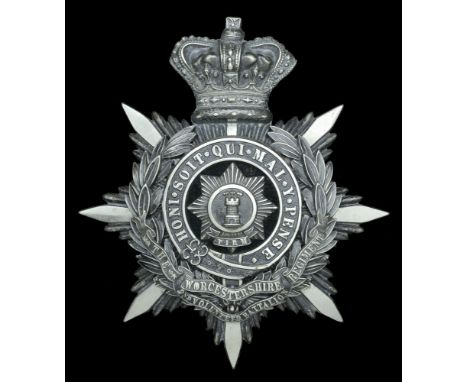 The Worcestershire Regiment 2nd Volunteer Battalion Officer’s Helmet Plate 1883-1901. An extremely fine example in blackened 