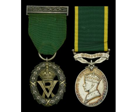 Volunteer Officers’ Decoration, V.R. cypher, silver and silver-gilt, hallmarks for London 1892, the reverse privately engrave
