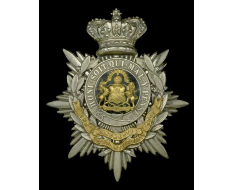 The Manchester Regiment 2nd Volunteer Battalion Officer’s Helmet Plate 1884-1901. A fine quality example, the crowned eight p