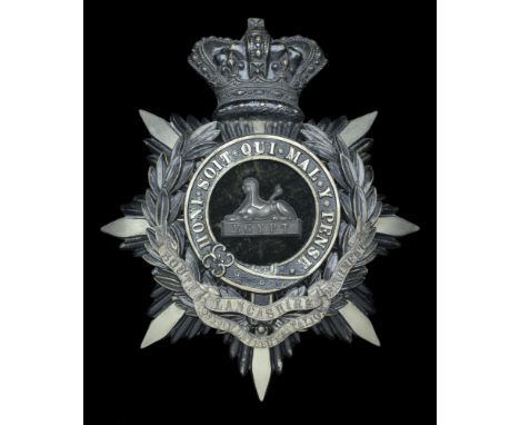 The South Lancashire Regiment 2nd Volunteer Battalion Officer’s Helmet Plate 1883-1901. A good example in blackened silver pl