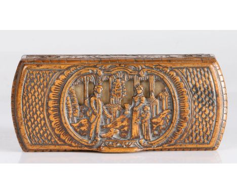 A late 18th century fruitwood tobacco box, circa 1770Of relatively large size, and of rounded rectangular form hollowed from 