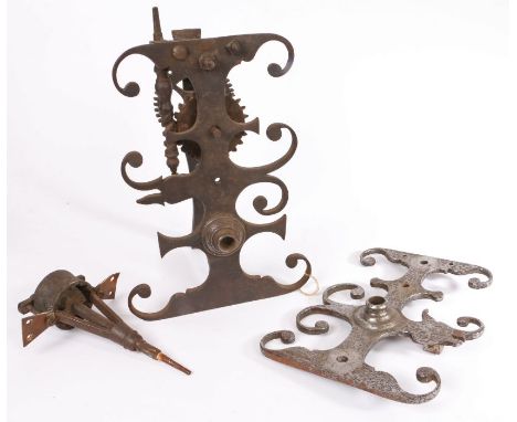 Parts from mid-18th century iron and steel spit-jacks, English


To include a decorative scroll front steel plate, another pl