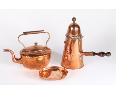 A Victorian copper kettle, unusually with original stand, circa 1850Of oval form, the lid with urn finial, the lid, kettle bo